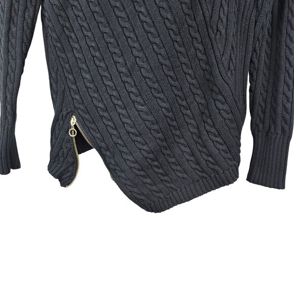 525 America Women's XS Sweater Cable Knit Crochet Black Turtleneck Whimsigoth - Picture 3 of 13